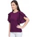 Butterfly Sleeve Solid Women Purple Top