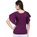 Butterfly Sleeve Solid Women Purple Top