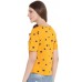 Half Sleeve Printed Women Yellow Top