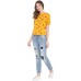 Half Sleeve Printed Women Yellow Top