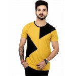 Color block Men Round Neck Yellow T-Shirt