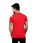 Color block Men Round or Crew Red T-Shirt