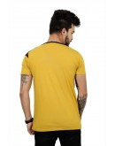 Color block Men Round Neck Yellow T-Shirt
